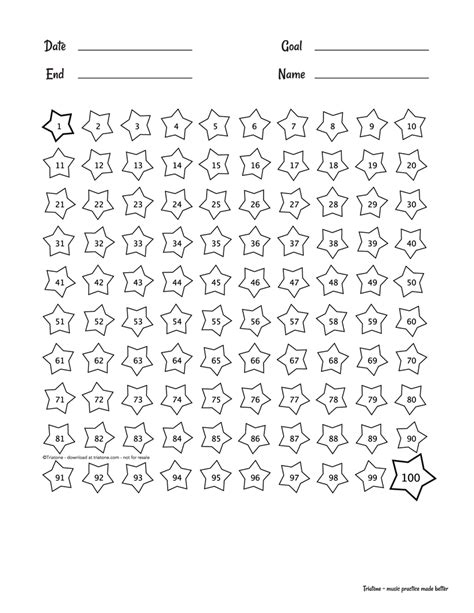 Printable 100 Star Chart